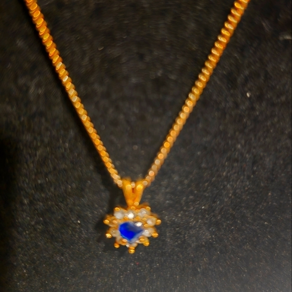 18kgp sapphire heart with diamonds Fashion Necklace